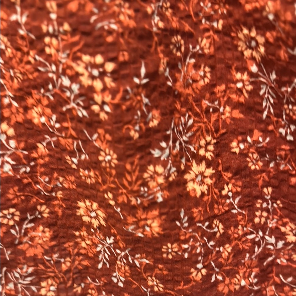 Madewell Rust Floral Button-Front Puff Sleeve Top - Picture 4 of 4
